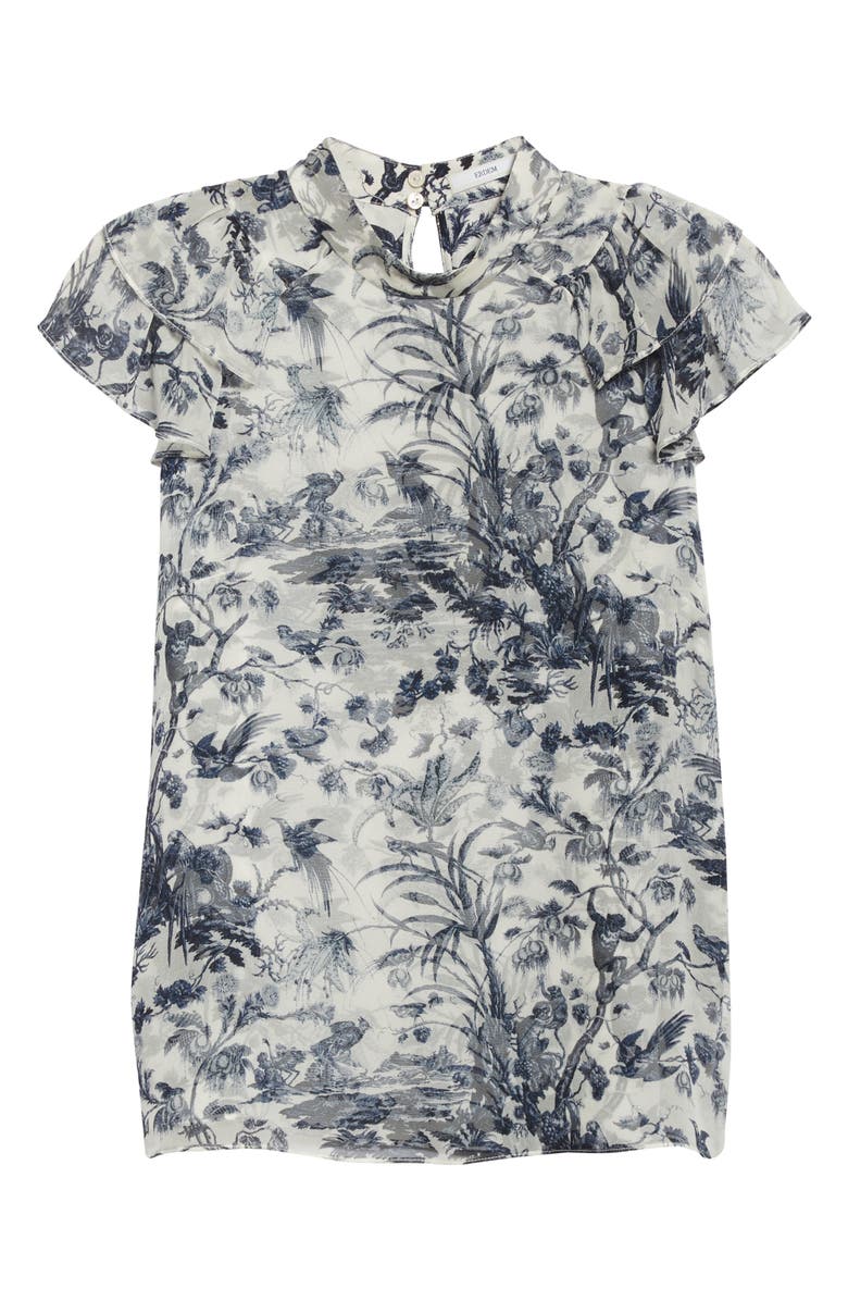 Erdem Floral Cap Sleeve Silk Chiffon Blouse, Alternate, color,