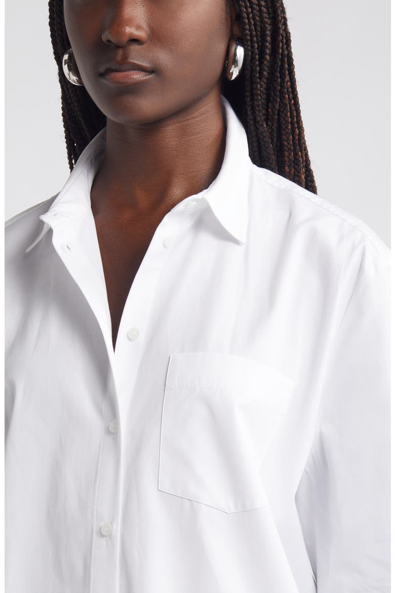Crop Cotton Poplin Button-Up Shirt, Alternate, color, WHITE