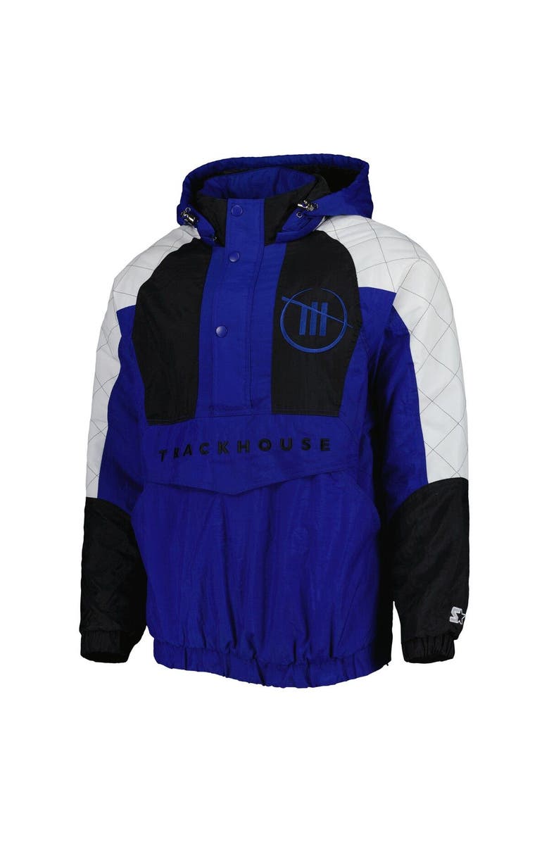 STARTER Men's Starter Blue/Black TRACKHOUSE RACING The Body Check Half-Snap Pullover Jacket, Alternate, color, Blue