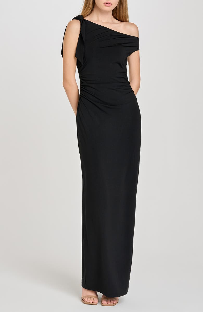 WAYF Say Less Ruched One-Shoulder Maxi Dress, Main, color, 