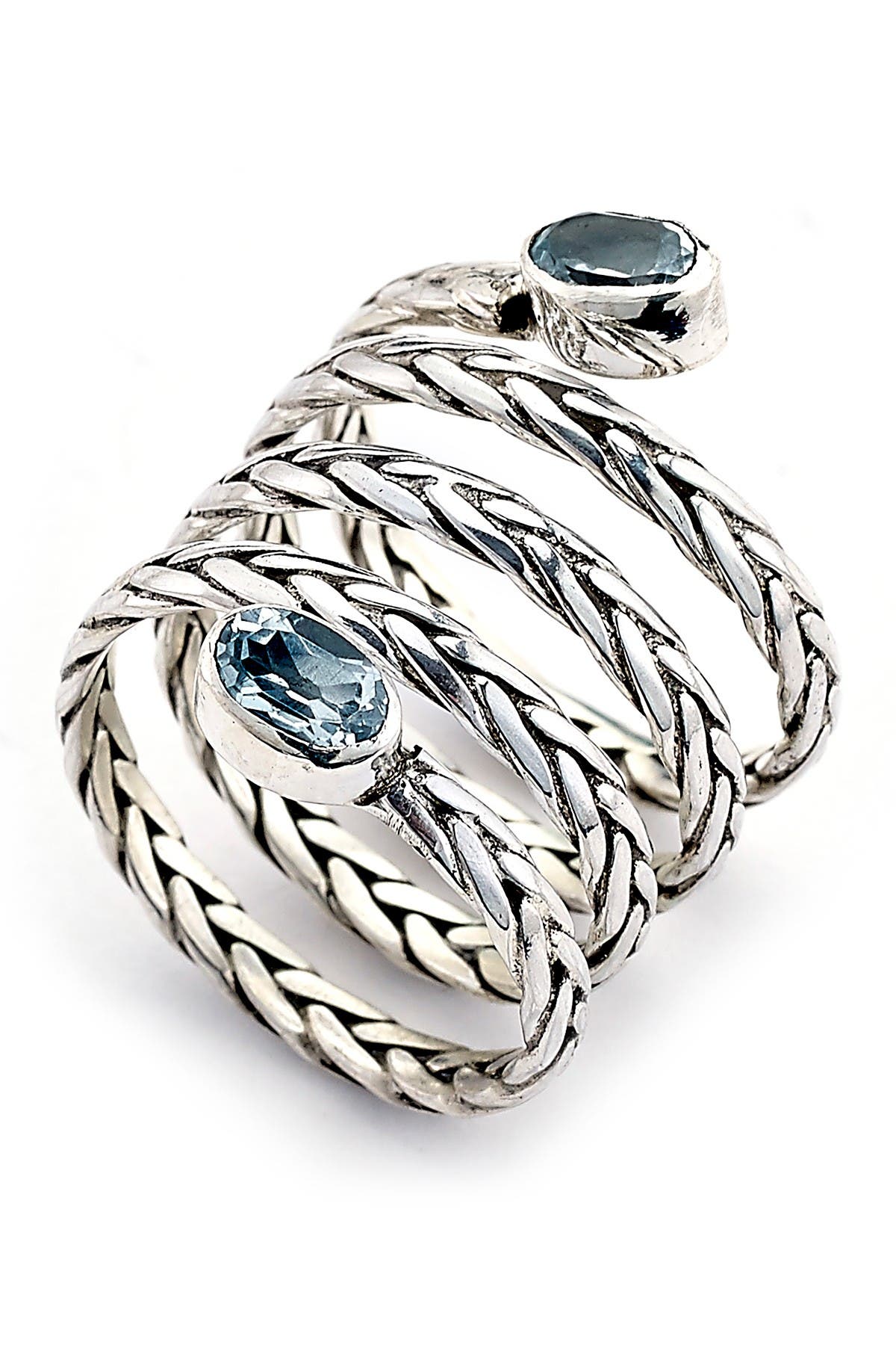 SAMUEL B. Blue Topaz End Byzantine Coil Ring