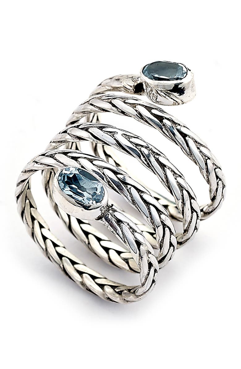 SAMUEL B. Blue Topaz End Byzantine Coil Ring, Main, color, Blue