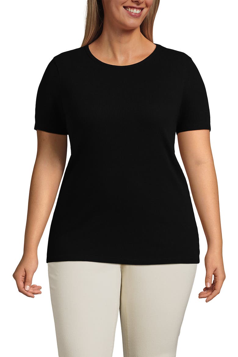 Cotton Rib T-shirt, Main, color, Black