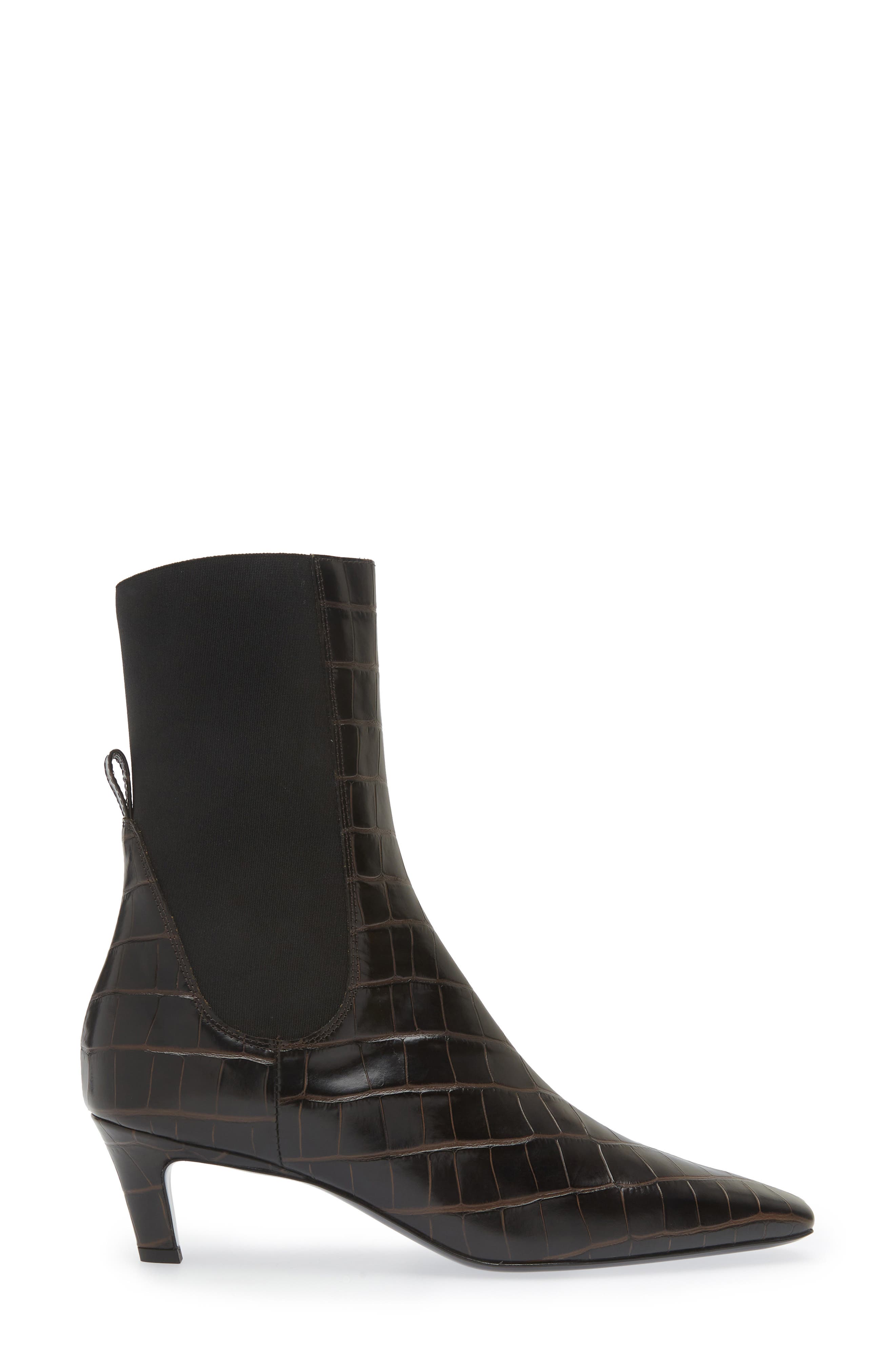 TOTEME Croc Embossed Kitten Heel Chelsea Boot, Alternate, color, Dark Brown Croco
