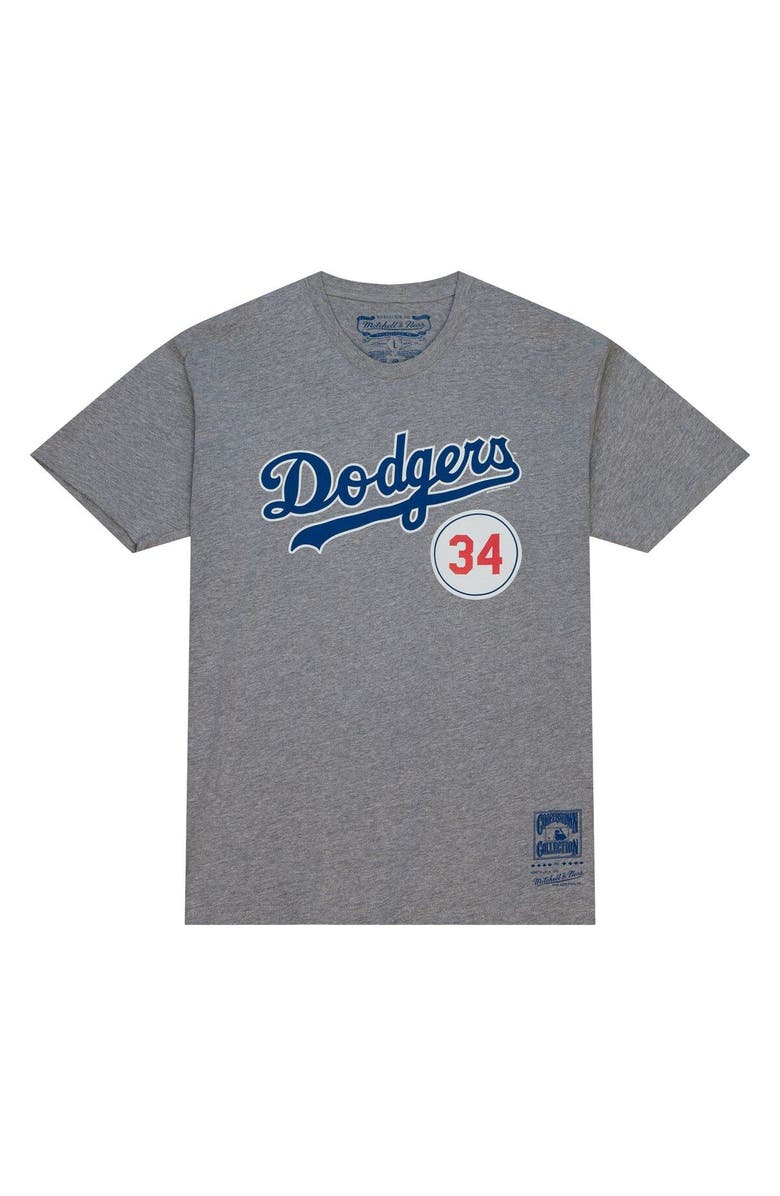 Mitchell & Ness Men's Mitchell & Ness Fernando Valenzuela Heather Gray Los Angeles Dodgers Retired Number T-Shirt, Alternate, color,