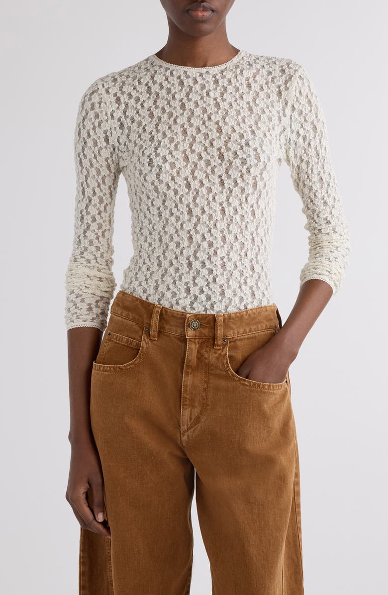 Isabel Marant Gaelle Stretch Lace Top, Main, color, Ecru