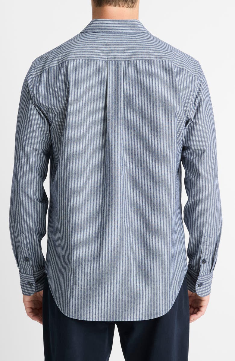 Vince Railroad Stripe Button-Up Shirt, Alternate, color, Washed Waterfall/ Dee