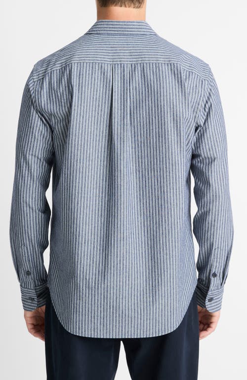 Vince Railroad Stripe Classic Fit Shirt In Washed Waterfall/dee
