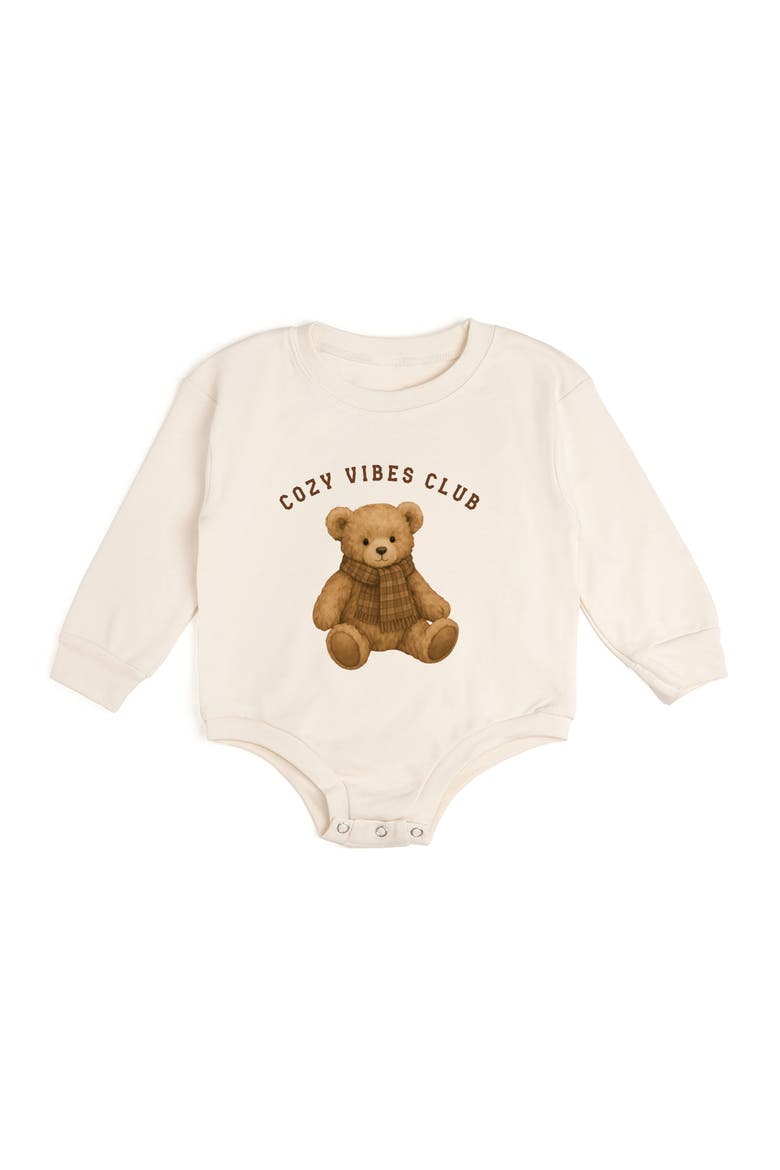 Cozy Teddy Long Sleeve Romper, Main, color, Natural Heather