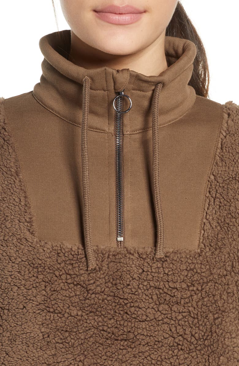 Sweaty Betty Faux Shearling Quarter Zip Pullover, Alternate, color,