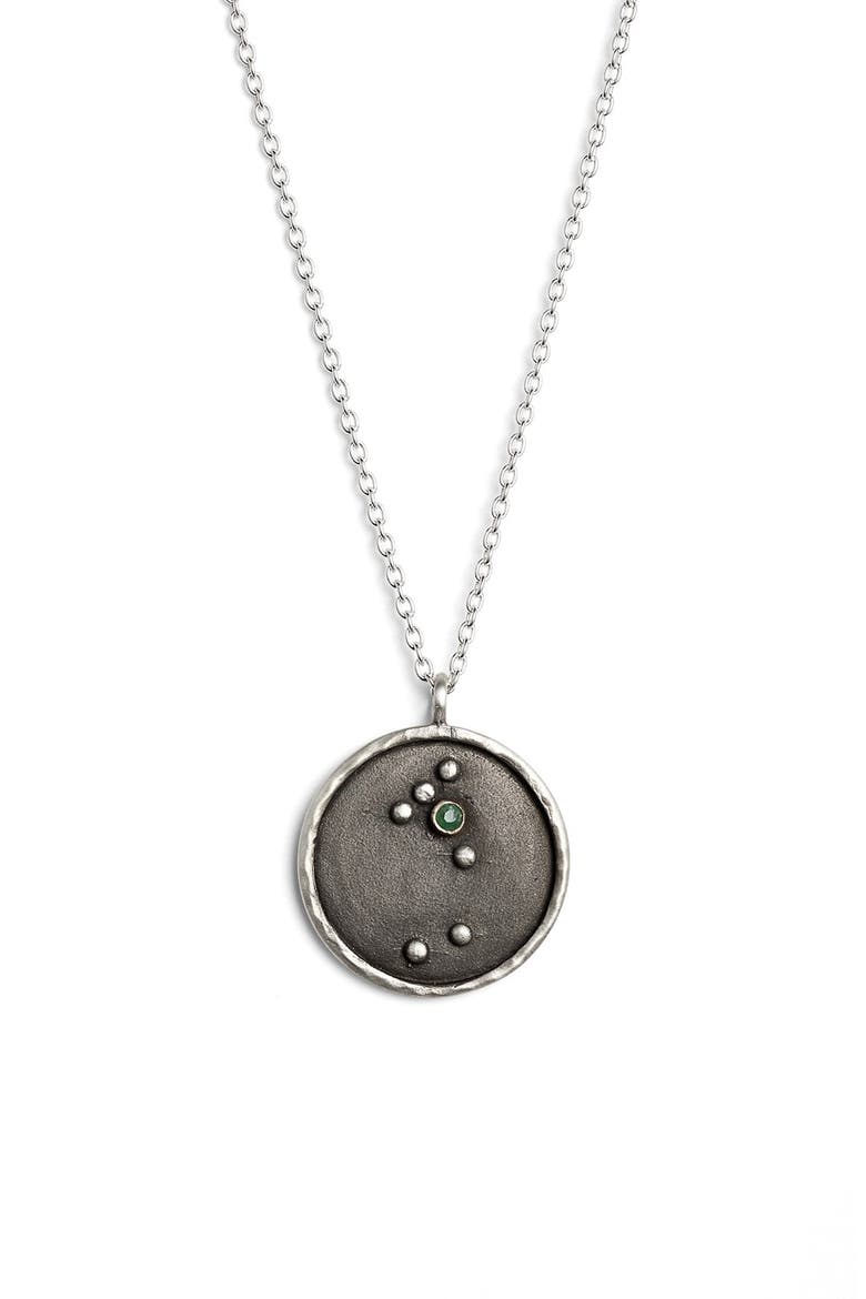 Reversible Constellation Pendant Necklace, Main, color, SILVER EMERALD- TAURUS