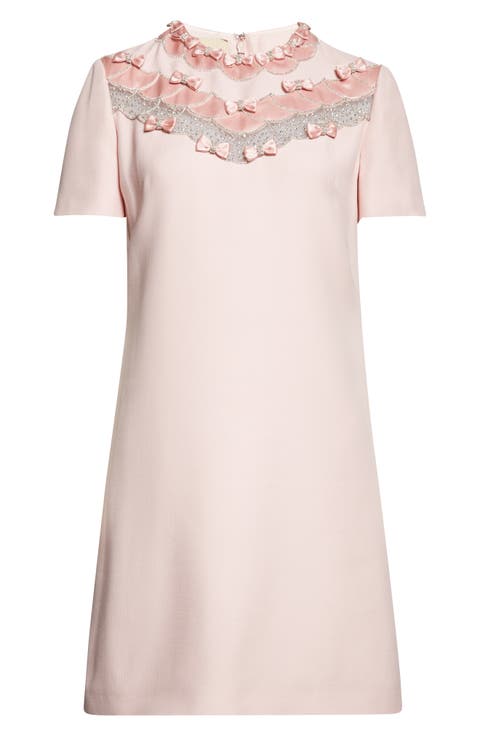 Crystal Bow Crepe Couture Minidress