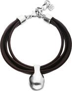 UNODE50 Leather strap with sterling silver-plated dial