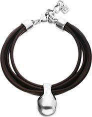 UNODE50 Leather strap with sterling silver-plated dial