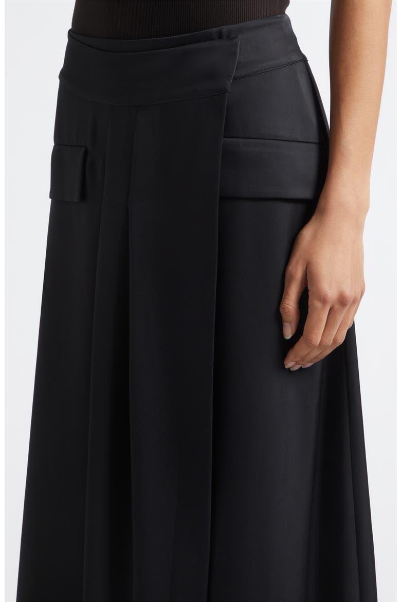 Faux Wrap Maxi Skirt, Alternate, color, BLACK