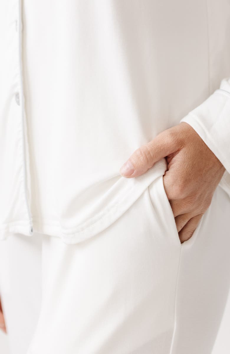 Cozy Earth Long Sleeve Knit Pajamas, Alternate, color, Ivory