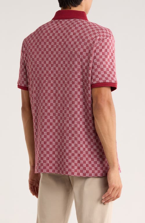 Original Penguin Check Jacquard Knit Polo In Burgundy