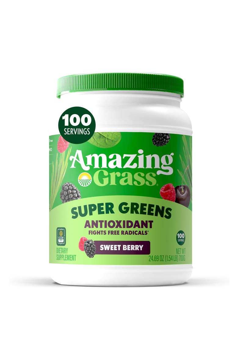 Super Greens Antioxidant Powder Supplement with Sweet Berry Flavor, 100 Servings, Main, color, None