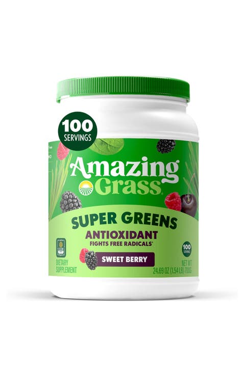 Super Greens Antioxidant Powder Supplement with Sweet Berry Flavor, 100 Servings