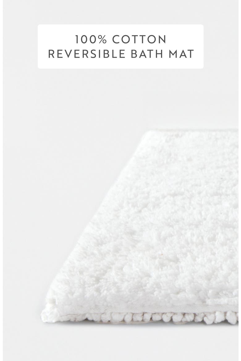Reversible Cotton Bath Mat, Alternate, color, WHITE