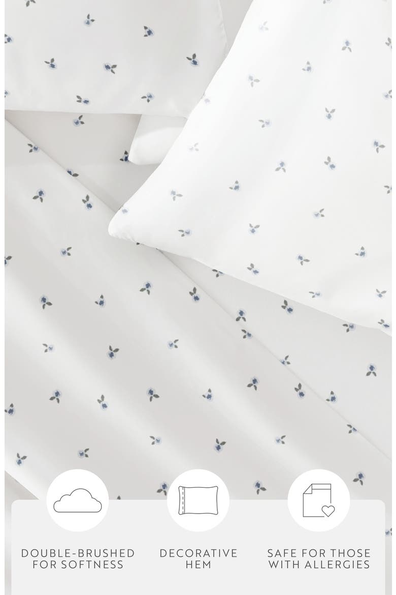 Kaycie Gray Ditsy Floral Microfiber Sheet Set, Alternate, color, BLUE DITSY