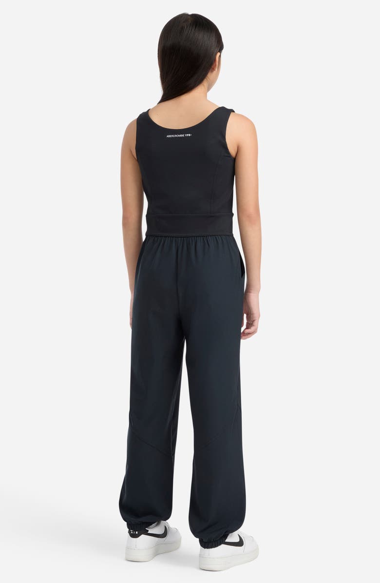 abercrombie kids Kids' Mixed Media Tank Jumpsuit, Alternate, color, Black Beauty Beautiful Black