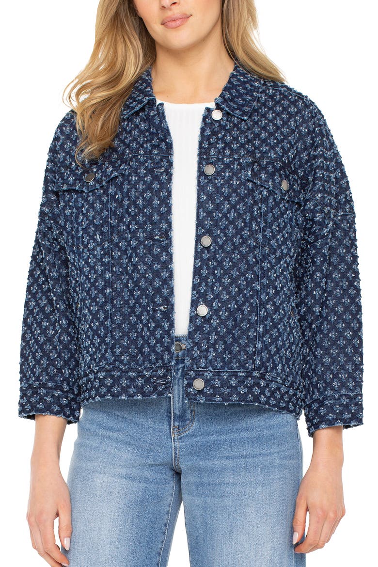 Easy Crop Denim Trucker Jacket, Main, color, LASER PINHOLE