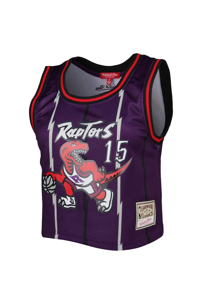Women's Mitchell & Ness Vince Carter Purple Toronto Raptors 1998 Hardwood Classics Crop Player Tank Top, Alternate, color, Purple