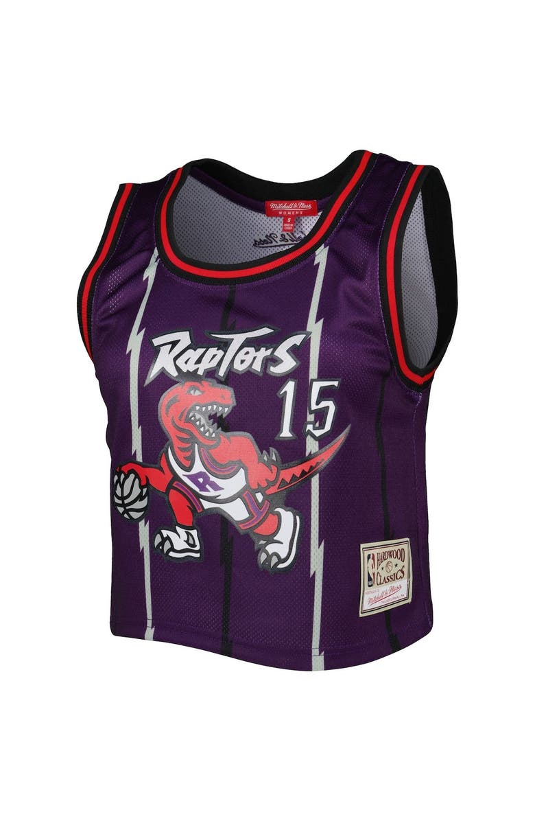 Mitchell & Ness Women's Mitchell & Ness Vince Carter Purple Toronto Raptors 1998 Hardwood Classics Crop Player Tank Top, Alternate, color,