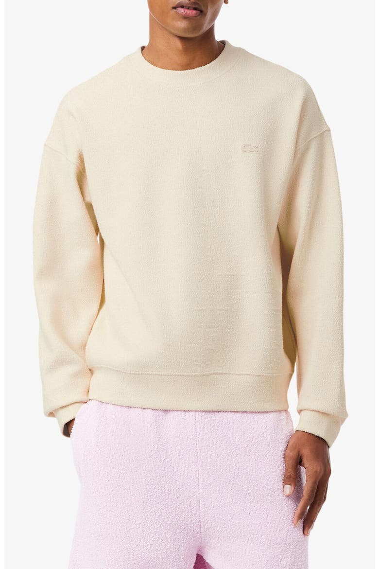 Relaxed Fit Cotton Blend Piqué Sweatshirt, Main, color, NATUREL CLAIR