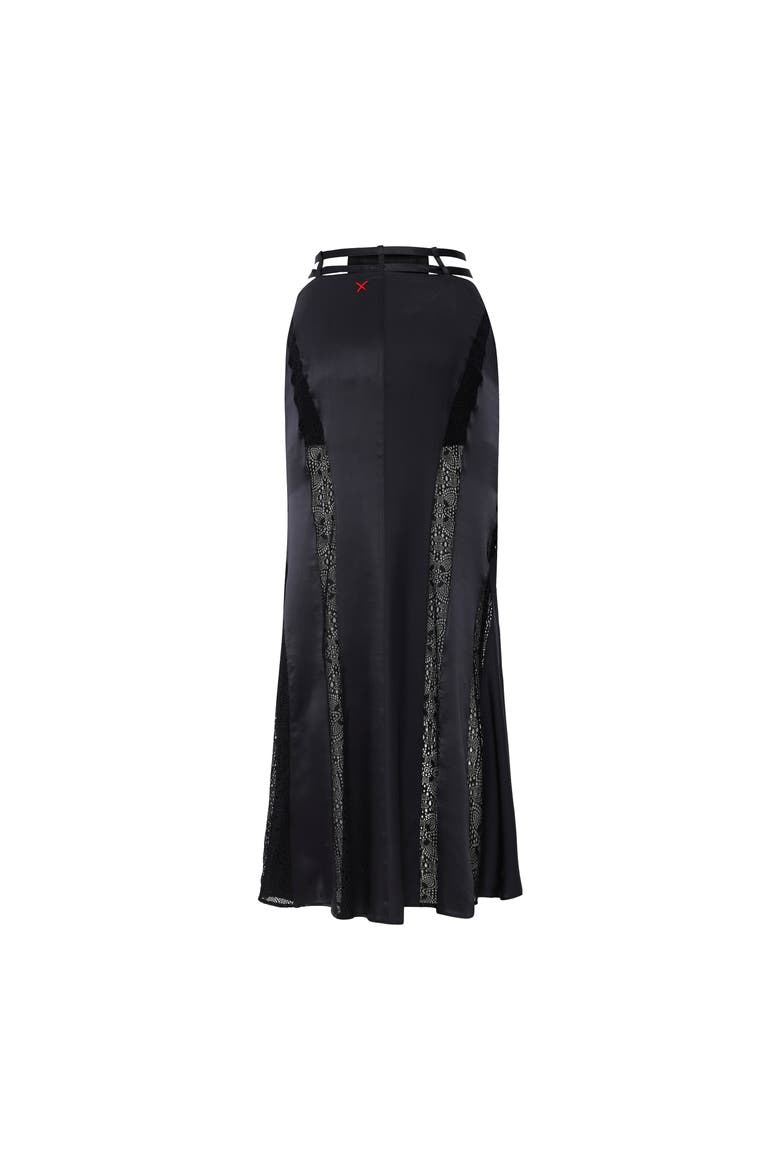Pure Silk Long Skirt, Alternate, color, BLACK