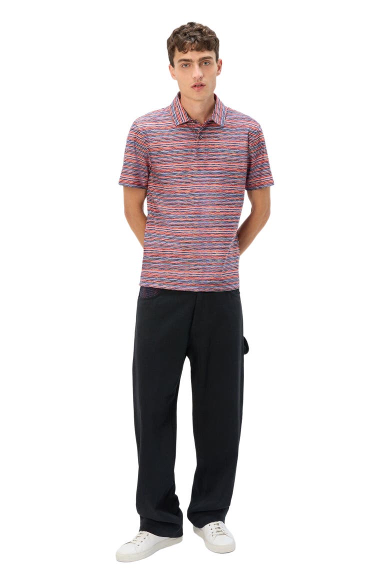 Short Sleeve Polo In Flame Jersey, Main, color, Red & Blue