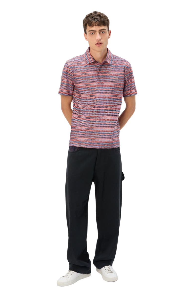 Missoni Short Sleeve Polo In Flame Jersey, Main, color, Red & Blue