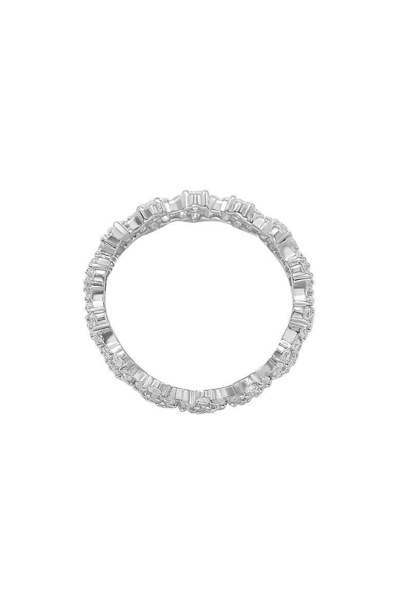 Sterling Silver White CZ Flower Pave Eternity Band Ring, Alternate, color, WHITE