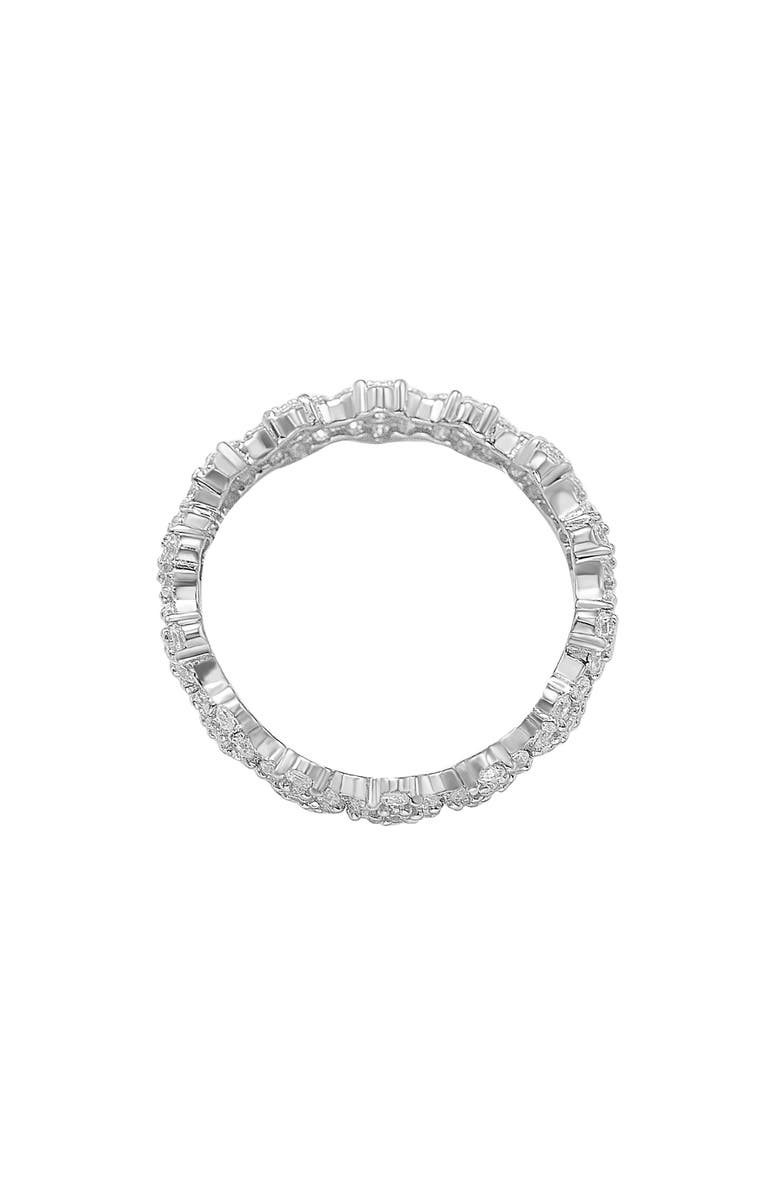 SUZY LEVIAN Sterling Silver White CZ Flower Pave Eternity Band Ring, Alternate, color, White