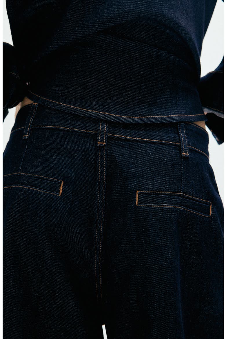 Pleated Denim Bermuda Shorts, Alternate, color, OPEN BLUE