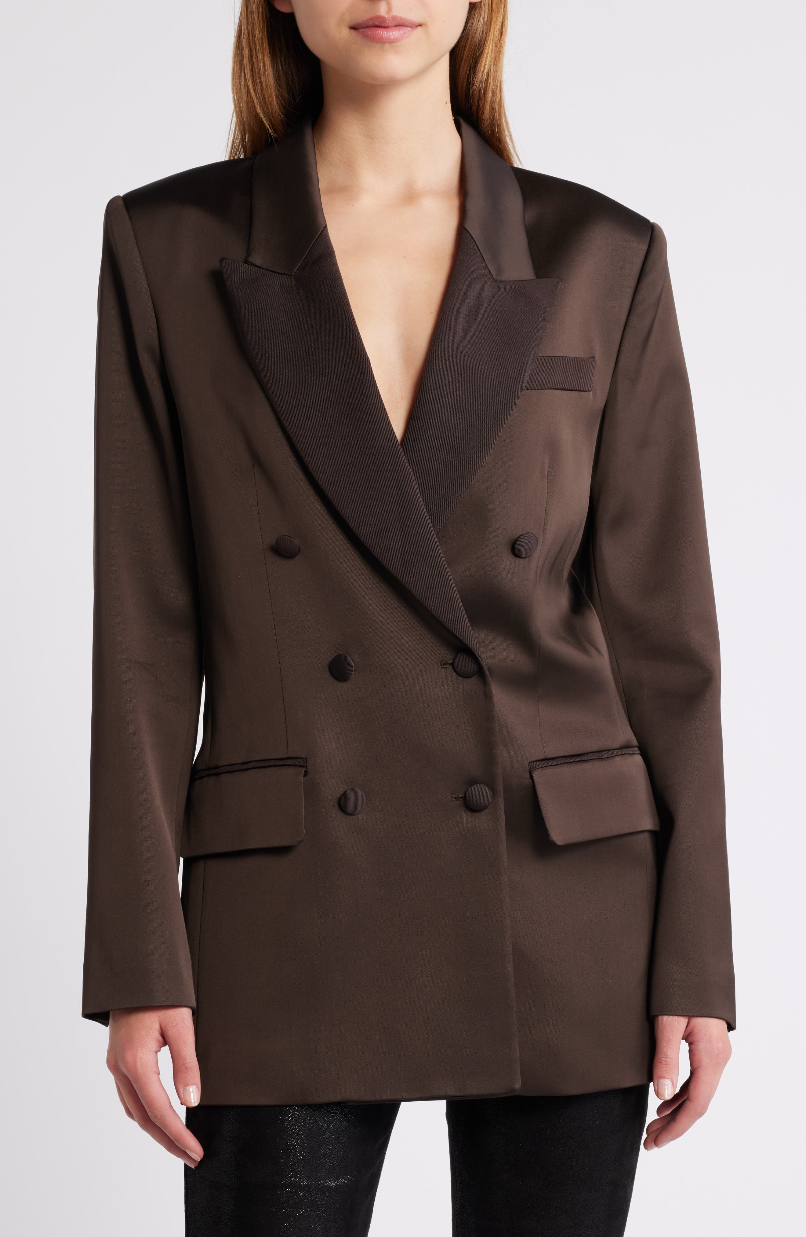 FRAME Mixed Media Double Breasted Jacket (Women) | Nordstromrack