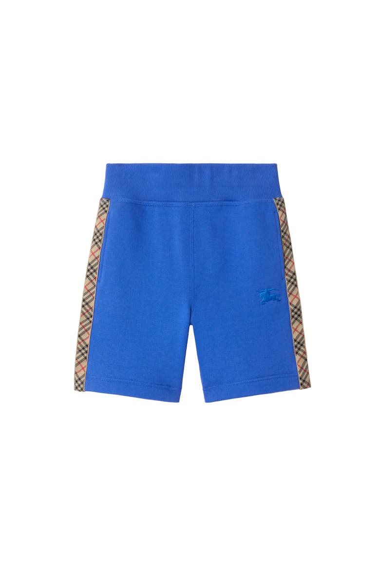 Check Trim Cotton Shorts, Main, color, Hyacinth blue