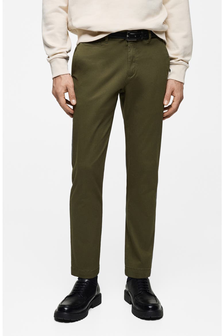 Slim Fit Flat Front Cotton Stretch Twill Chinos, Main, color, KHAKI GREEN