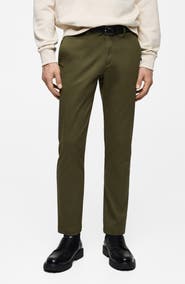 MANGO Slim Fit Flat Front Cotton Stretch Twill Chinos