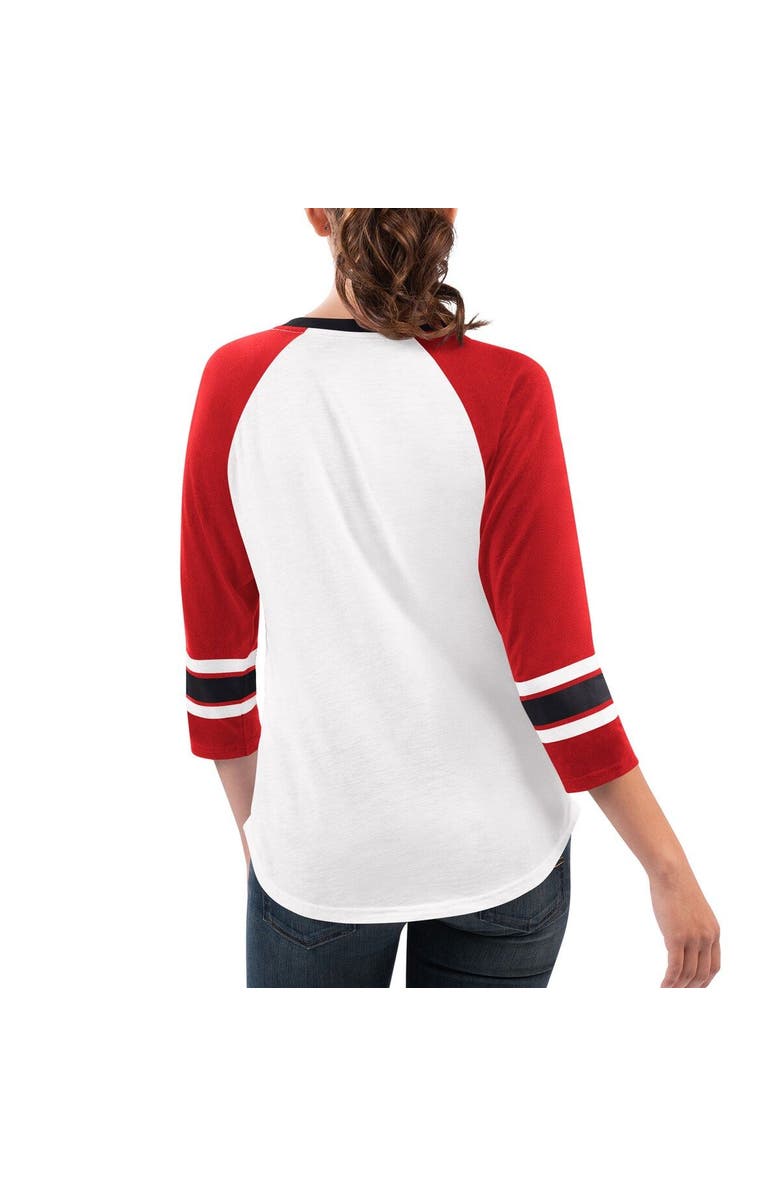 G-III 4HER BY CARL BANKS Women's G-III 4Her by Carl Banks White/Red NASCAR Merchandise Top Team V-Neck 3/4 Sleeve T-Shirt, Alternate, color, 