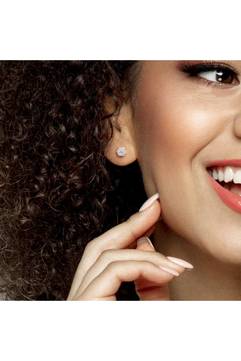 Lab-Grown Diamond Floral Stud Earrings, Alternate, color, Sterling Silver