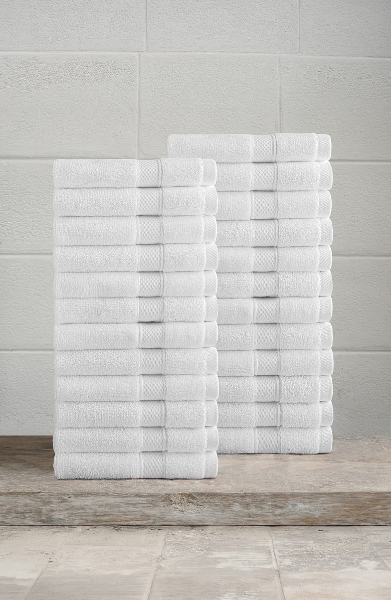 Linum Home Textiles 24-Pack Anovia Cotton Washcloths, Alternate, color, White
