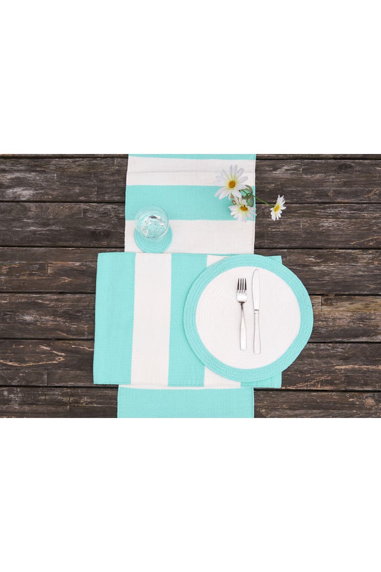 Rim Braided Round Placemat Set of 6 Collection, Alternate, color, Blue