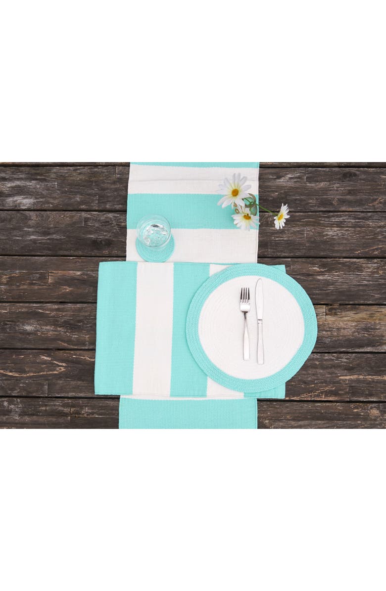 C&F Home Rim Braided Round Placemats Sets of 6 Collection, Alternate, color, Blue