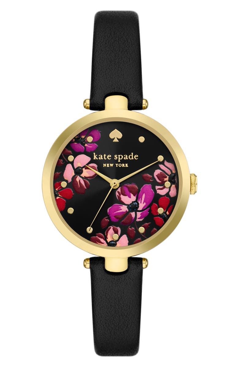 Kate Spade New York holland floral leather strap watch, 34mm, Main, color, 