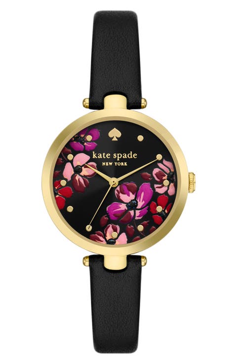 holland floral leather strap watch, 34mm
