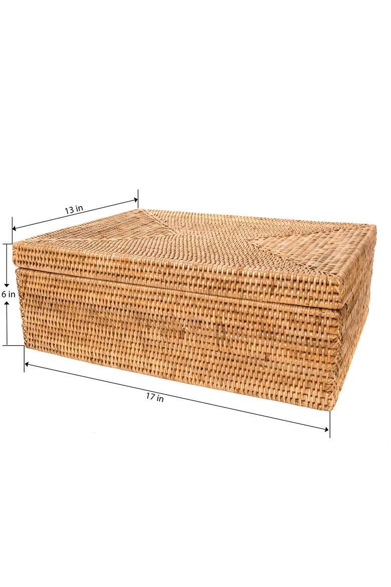 Artifacts Rattan Storage Box with Lid - Flat Legal File Organizer, Alternate, color, Honey Brown