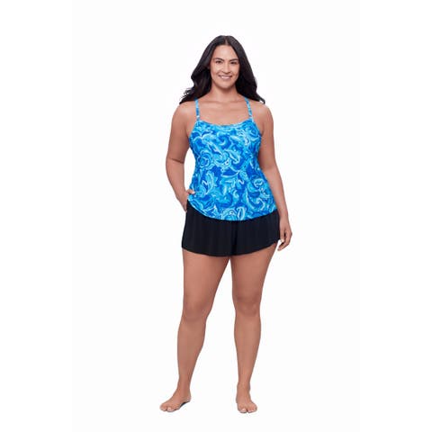 Farrah Scoopneck Swim Romper with Pockets