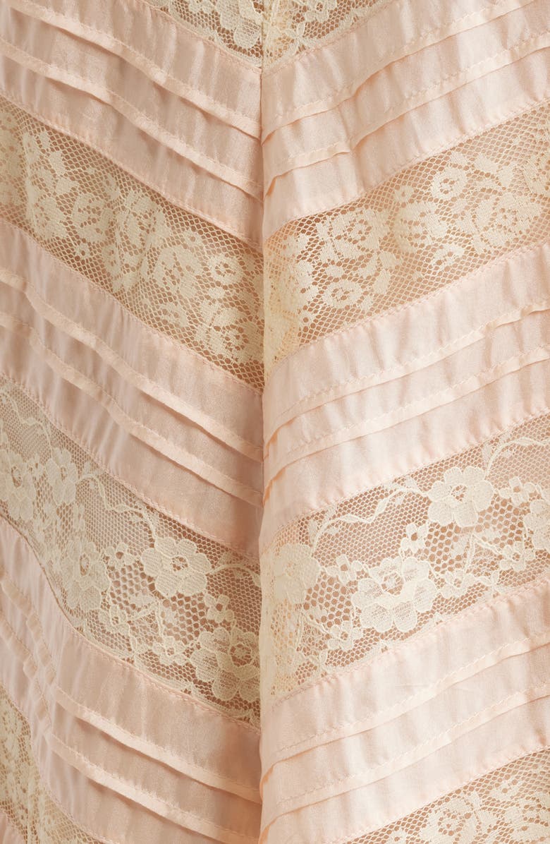 LoveShackFancy Bessette Lace Detail Silk Minidress, Alternate, color, 